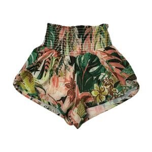 NWT Offline by Aerie Real Me Smocked Running Shorts Tropical Pattern XSmall